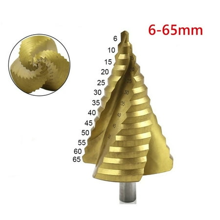 

Gerich 6-65mm Large Titanium Coated Step Drill HSS Spiral Groove Pagoda Hole Cutter