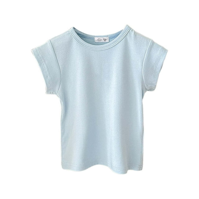 LUOGENLI T-Shirt pour Filles Filles Hauts d'Été Manches Courtes Col Rond Tee Décontracté Confortable Extensible Chandails pour Tout-Petits Enfants Tenue Quotidienne Chandails pour Filles Denim Noir Bleu 10-11 Ans