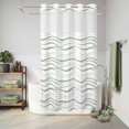 thumbnail image 6 of No Hook Shower Curtain, Sage Green Stripes Shower Curtains for Bathroom with See Through Top Window, Modern Simple Gradient Waves Lines Waterproof & Washable Bath Curtain Stand Up Stall 36"x72", 6 of 9