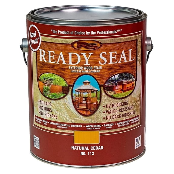 Ready Seal All-in-One Wood Stain & Sealer, 1 Gallon Natural Cedar, Waterproof & UV Resistance for Deck, Fence and Outdoor Wood, Easy Application