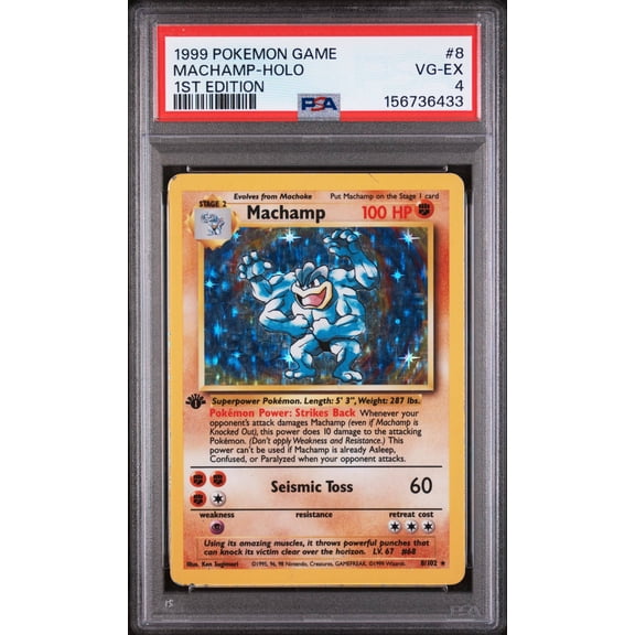 Collectible Graded 1999 Pokemon Machamp Holo 1st Edition PSA 4 #8 Trading Card