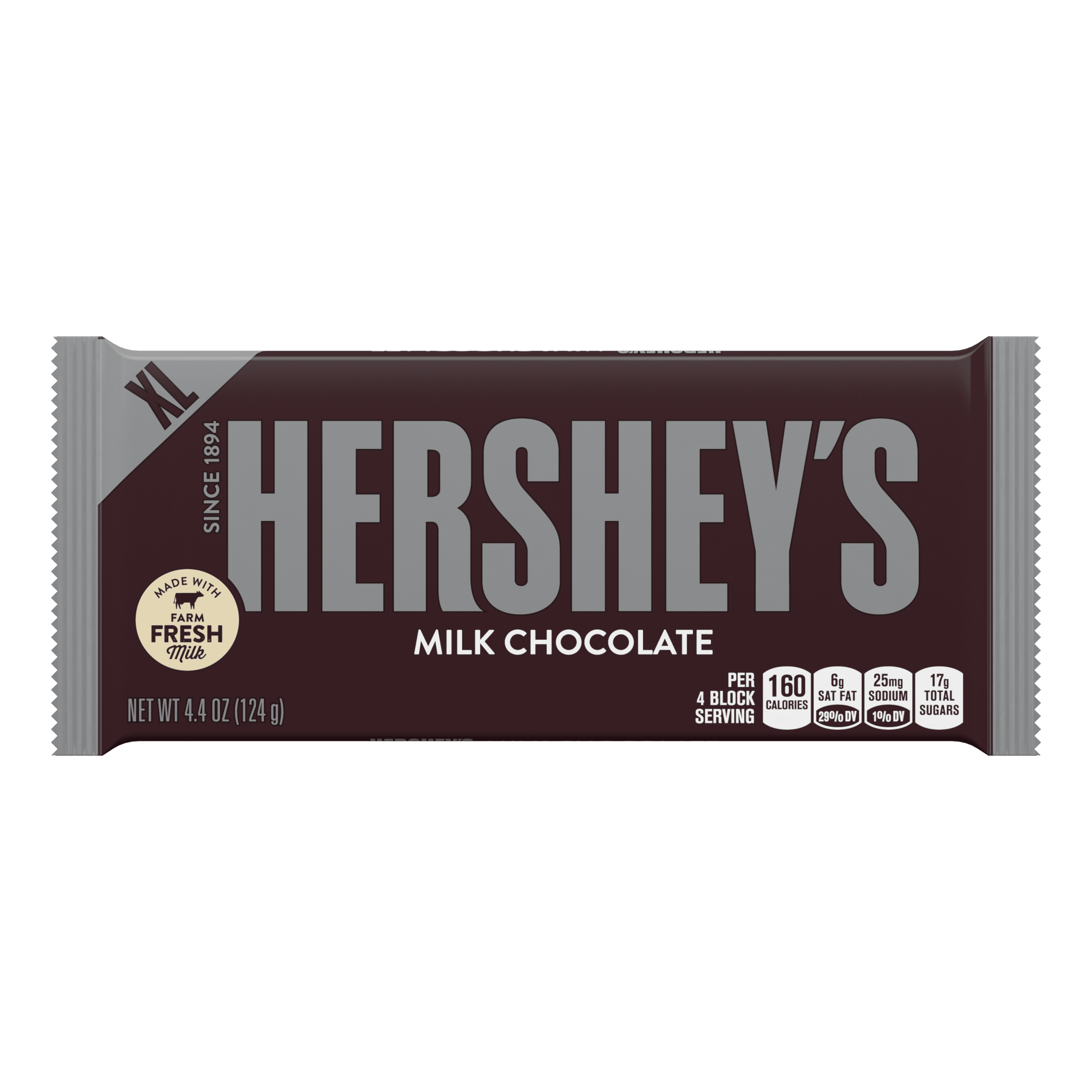 Hershey's Milk Chocolate Extra Large Candy Bar, Full size, 4.4 oz, Bar