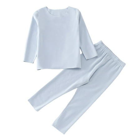 

Pajamas Outfit For Toddler Boys Girls Long Sleeve Solid Shirt Tops And Pants 2PCS Outfits Kids Warm Nightgown Clothes Set For Fall Winter