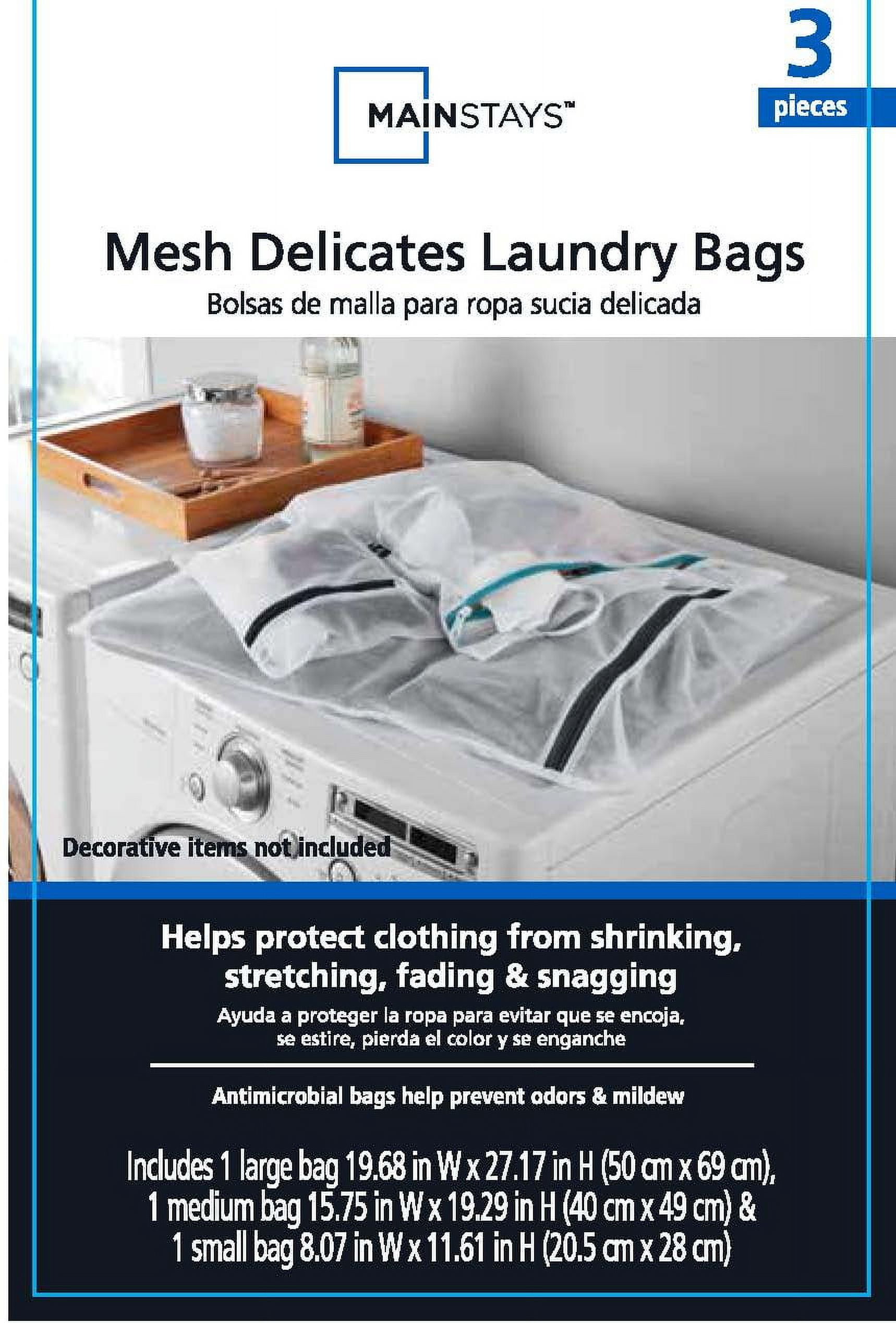 (3 pack) Mainstays 3 Piece Mesh Wash Bag Set, White, 12" X 8" - 28" X 20"