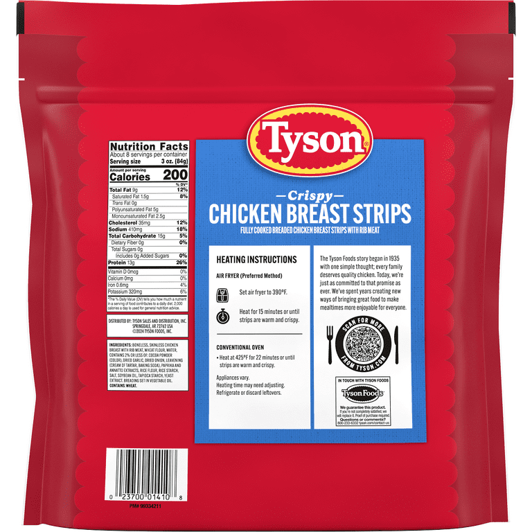 Tyson Frozen Crispy Chicken Breast Strips, 1.56 lb Bag (Frozen 