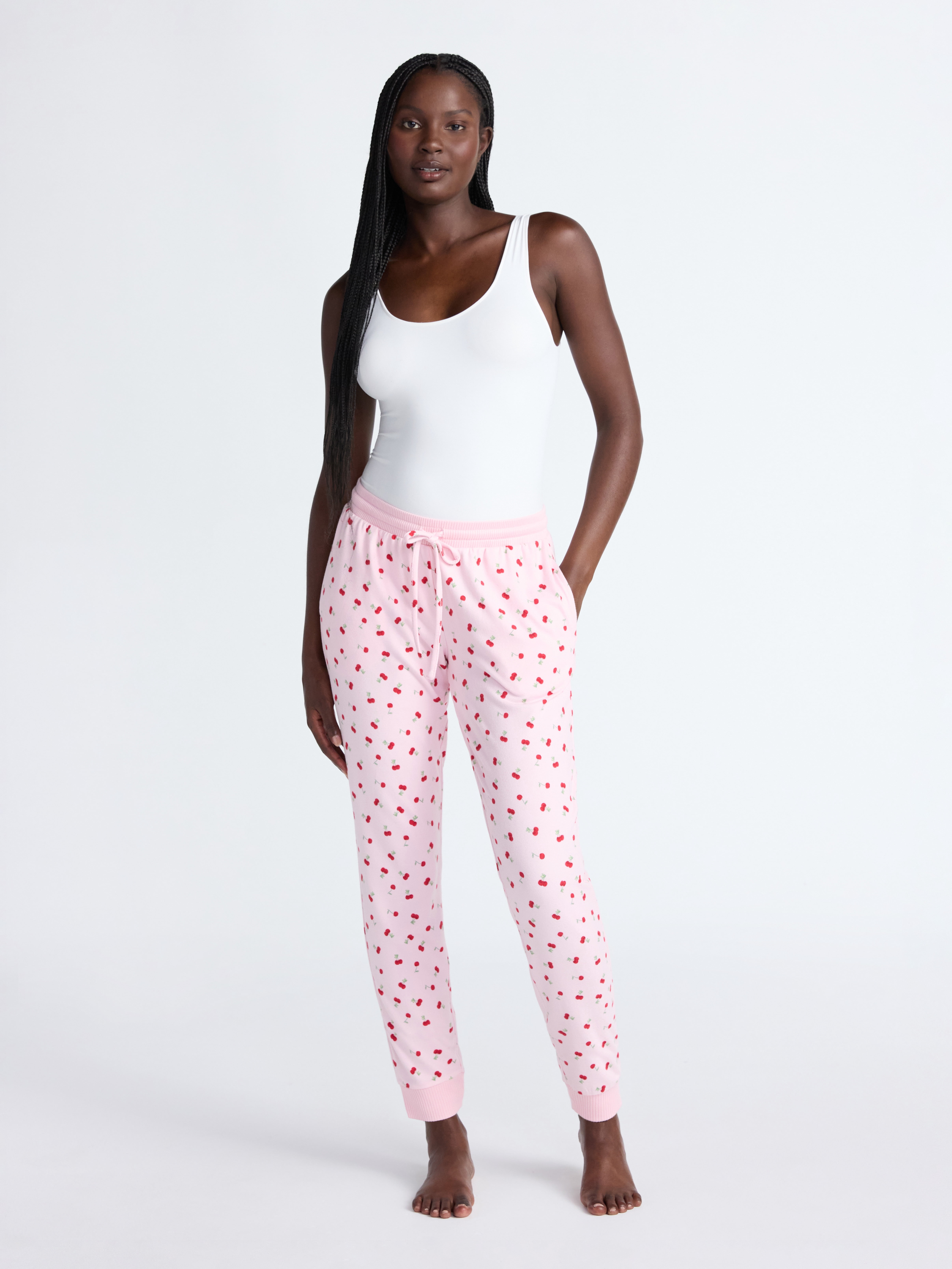 Joyspun Women's Cozy Lounge Collection Hacci Knit Sleep Joggers, 29'' Inseam, Sizes XS-3X