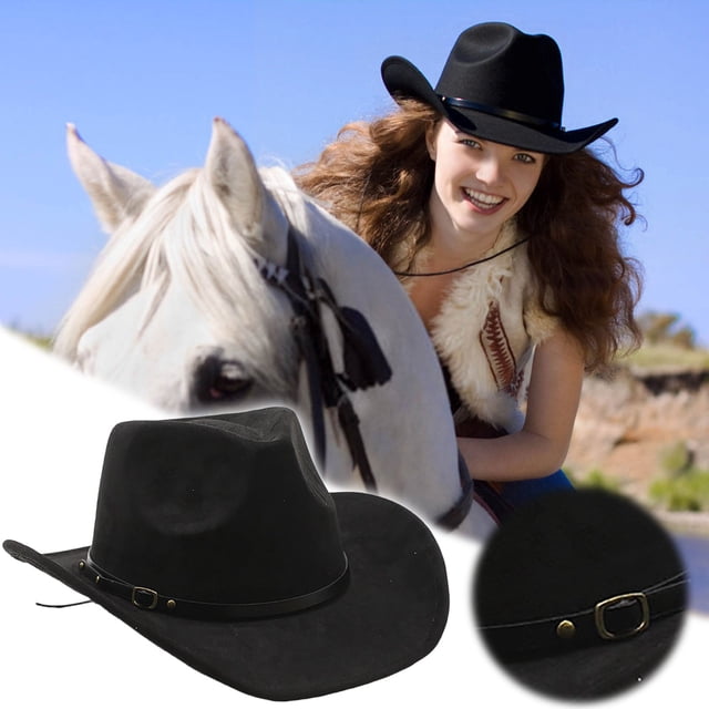 Chapeau de Cowboy en Paille d'Été pour Tenue Décontractée Extérieure avec Bord Roulé et Design de Style Western