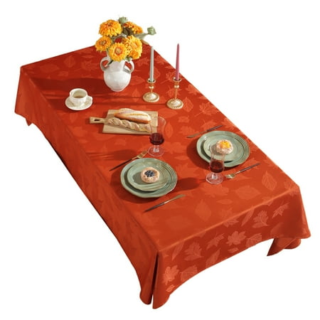 

Mosey 180x130CM Fall Orange Tablecloth Maple Leaves Pattern Waterproof Oil-proof Rectangle Harvest Thanksgiving Dining Table Decoration Cover Kitchen Supplies