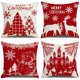 thumbnail image 1 of Adorno navideño, juego de 4 fundas de almohada navideñas, funda de almohada navideña con cuadros rojos de búfalo para sofá, decoración para el hogar, sala de estar, dormitorio, almohada decorativa de, 1 of 4