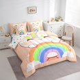 thumbnail image 3 of Manfei Kawaii Orange Cat Bedding Comforter Set 7-Piece for Kids, Cartoon Rainbow King Bedding Sets, Cute Stars Print Reversible Bed Sheets, Breathable Home Decor, 3 of 7