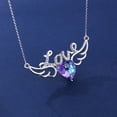 thumbnail image 4 of Love Purple Heart Crystal Pendant Necklace Sterling Silver Mothers Day Gifts for Mom Grandma Friends, 4 of 6