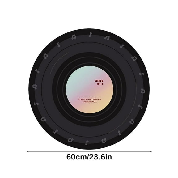 Qiweii Music Record Black Round Area Rug for Bedroom Bathroom Living Room Study Playing,Non-Slip Floor Mat Carpet Home Decor Rugs, 3' Diameter