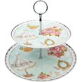 thumbnail image 1 of Soporte elegante para tartas de porcelana con flores, soporte para cupcakes, bandeja para servir pastelería, soporte de torre para cupcakes escalonados, soporte de postre, 1 of 7