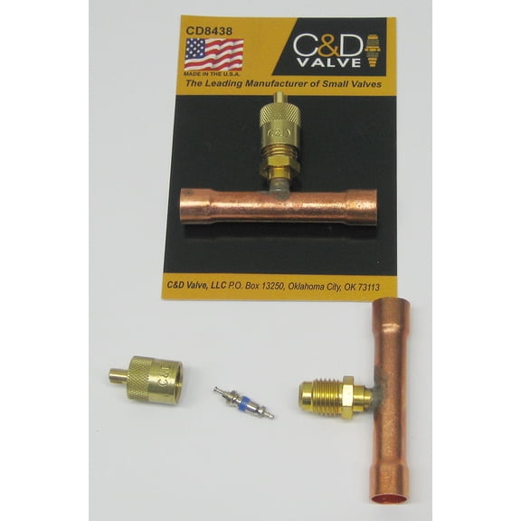 C&D Copper Access Tee Valve 3/8" CD8438 Package of 2