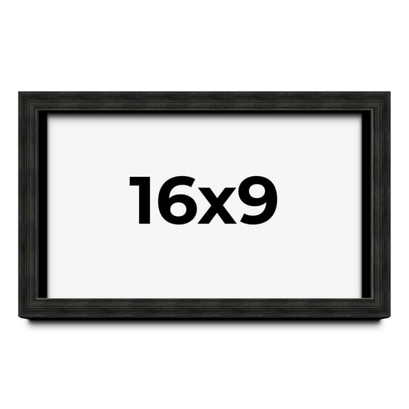 16x9 Shadow Box Black Rustic Barnwood Display Frame | 1.125 Inch Deep | 0.875 Inch Moulding Width