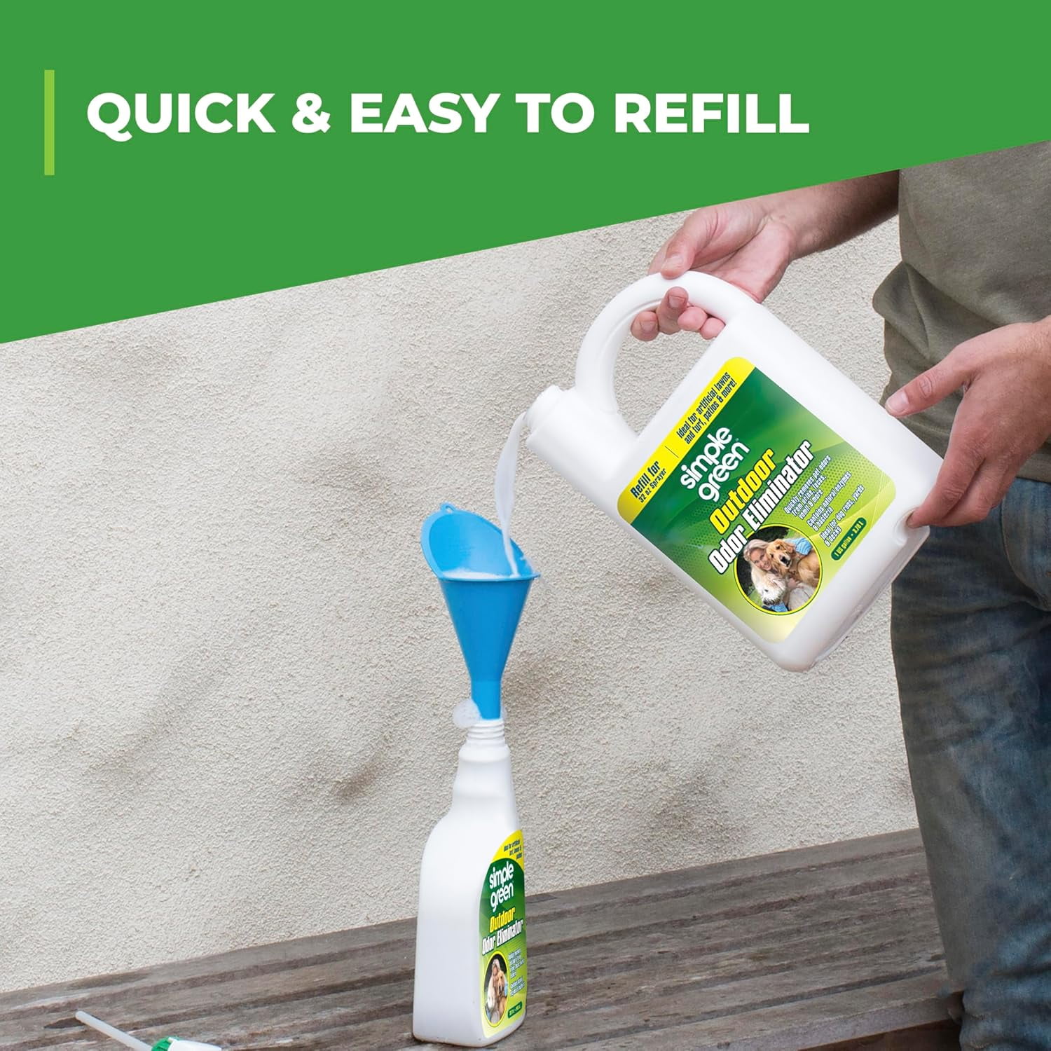 Outdoor Odor Eliminator for Pets, Dogs, 1 gallon Refill - Ideal for Artificial Lawns & Patio, Milky White