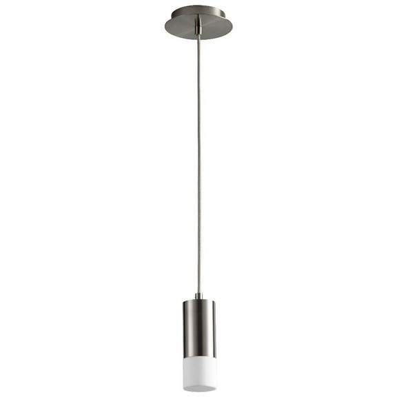 9.75 Inch 5.1W 120V 1 Led Pendant-Satin Nickel Finish-Matte White Glass Color Oxygen Lighting 3-607-24