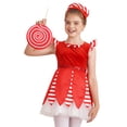 thumbnail image 3 of Zaldita Kids Girls Christmas Santa Claus Dress Xmas Elf Outfit Velvet Dance Tutu Dress Fancy Dress Up Red 14, 3 of 7