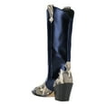 thumbnail image 4 of FSJ Women Modern Snake Print Cowboy Boots Pointed Toe Knee High Chunky Heel Western Pull On Fall Winter Daily Outing Tall Boots Size 13 Blue, 4 of 4