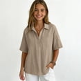 thumbnail image 3 of Grblisyd Boys Girls Shirts Button Up Cotton Linen School Uniform Short Sleeve Solid Color T Shirts V-Neck Quick Dry Tops, 3 of 6