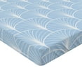 thumbnail image 4 of Art Deco Fitted Sheet, Geometric Peacock Fan Shape Like Semi Circles Vintage Bicolour Design, Decorative Soft Bedding All-round Elastic Pocket, Full Size, Pale Blue and White, by Ambesonne, 4 of 5