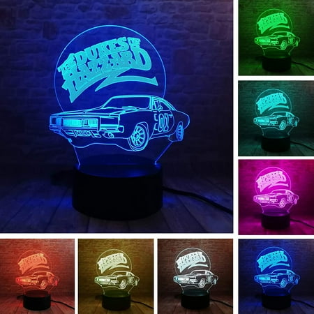 

3D Lamp 01 AUTO The Dukes of Hazzard General Lee Car Night Light Multicolor LED 7 Colors Change Smart Boys Table Luminary Child Bedroom Decor for Men