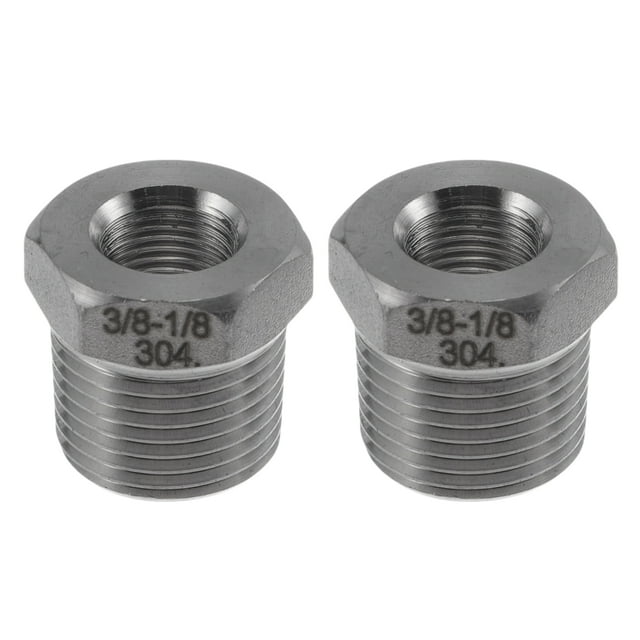 Unique Bargains 304 Accesorios de tubería de acero inoxidable 3/8"Machos x 1/8"Hembras BSPT Reductor Hexagonal 2 Pcs