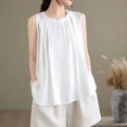 thumbnail image 4 of Summer Sleeveless Top for Women Lightweight Linen Knit Tank with Subtle Pleats Breezy Warm Season Wardrobe White L, 4 of 5