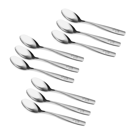 9 Piece Stainless Steel Kids Spoons, Kids Cutlery, Child and Toddler Safe Flatware, Kids Silverware, Kids Utensil Set, Includes A Total of 9 Spoons for Great Convenience, Ideal for Home and Preschool
