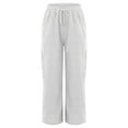 thumbnail image 4 of felwors Womens Wide Leg Pants Elastic Waist Trousers Casual Palazzo Pants with Pockets Light Gray, XXL, 4 of 8