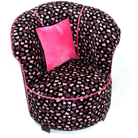 Tulip Tween Minky Chair, Black Skull
