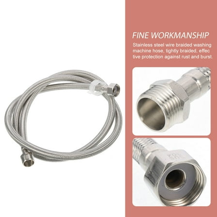 BESTOYARD High Toughness 304 Stainless Steel Washing Machine Extension Hose with Easy Thread Connection