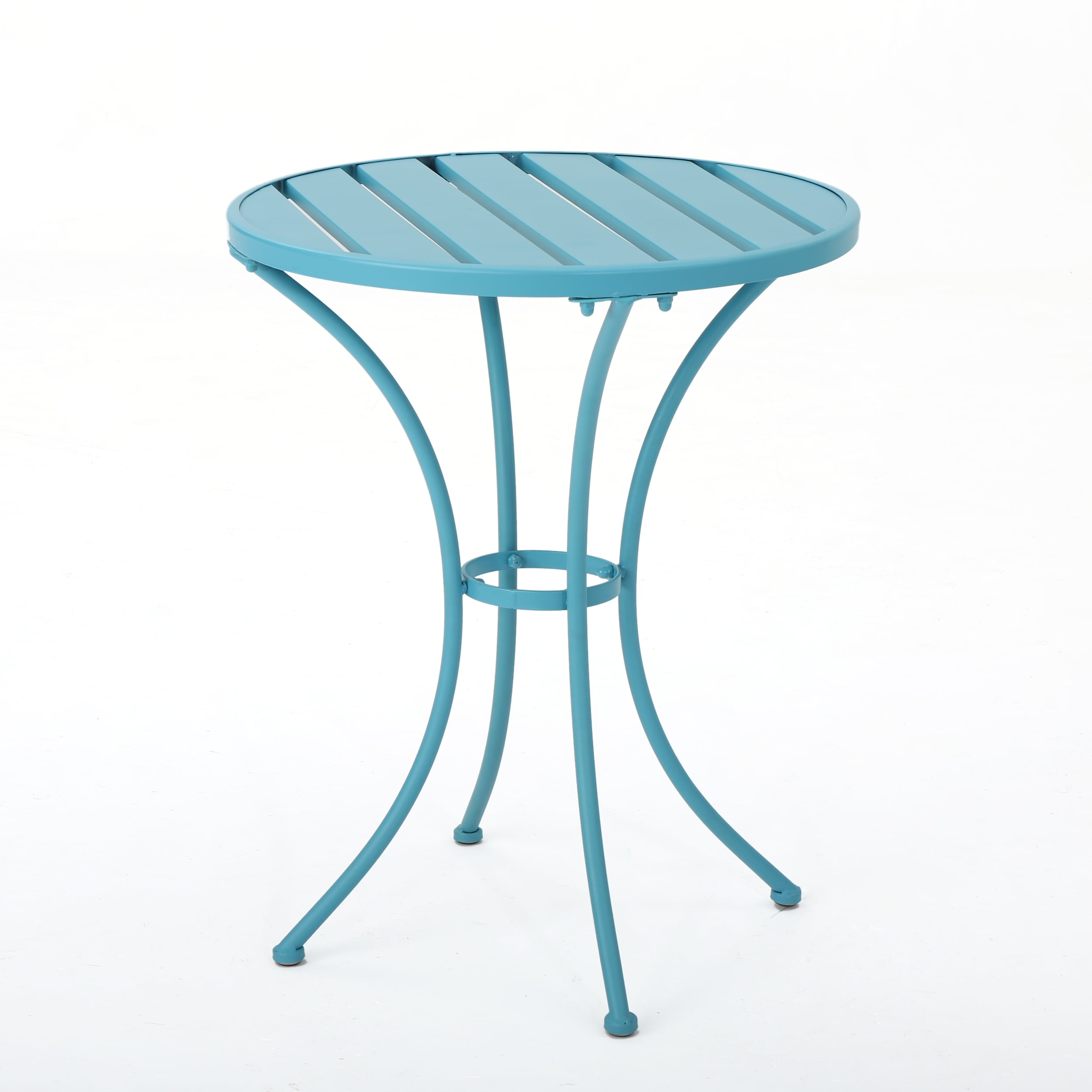 Outdoor 3 Piece Metal Frame Leisure Bistro Set, Combined Table and Chairs for Patio Garden, Mint Blue