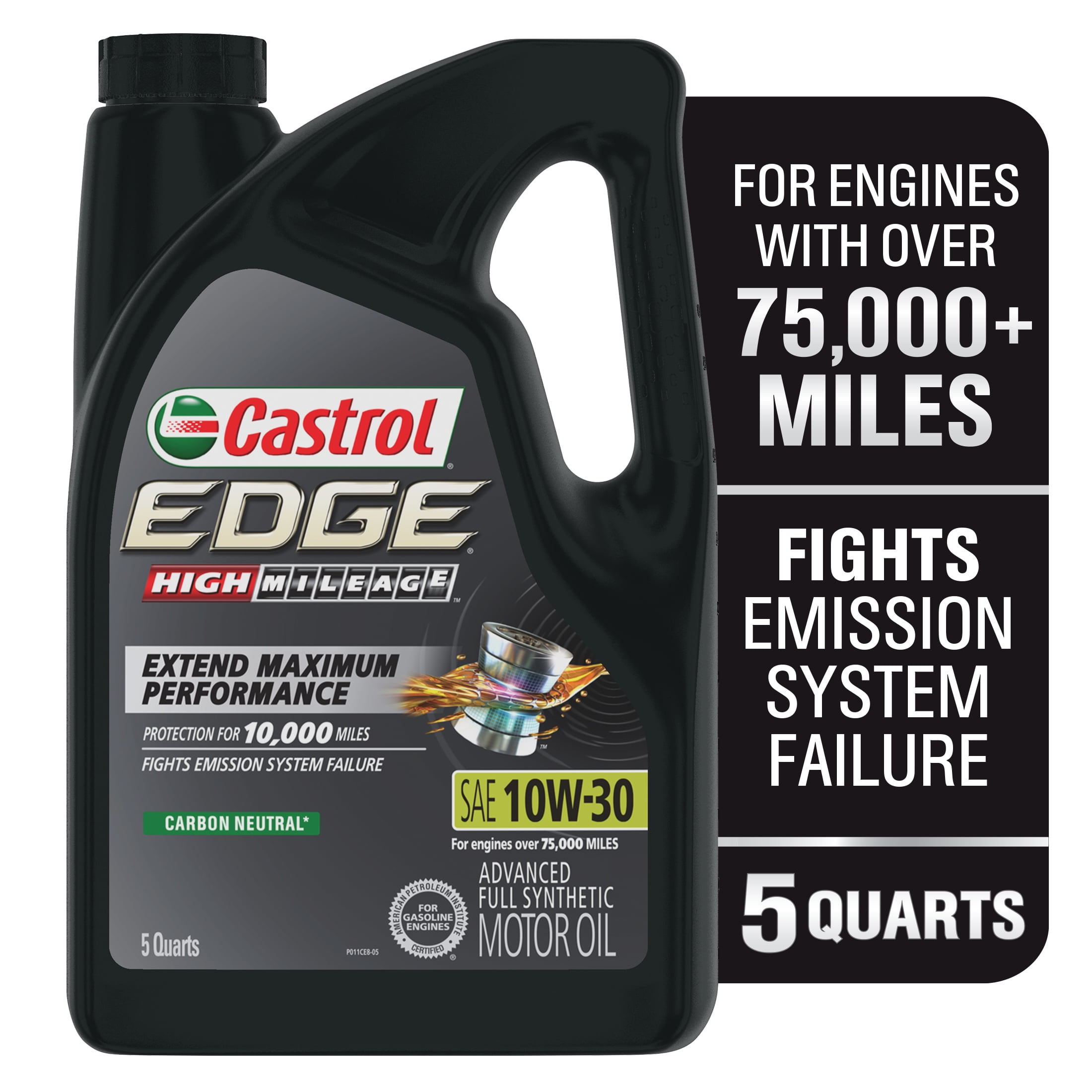 Castrol EDGE High Mileage 10W30 Advanced Full Synthetic Motor Oil, 5 Quarts