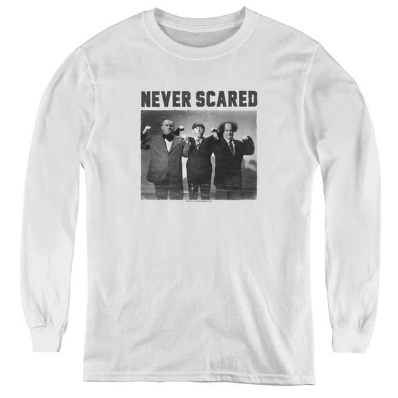 Three Stooges Never Scared Youth Long Sleeve Tee White