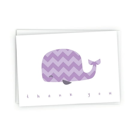 - Colorful Chevron Whales Baby Thank You Note Cards - 48 Cards & Envelopes (Purple)