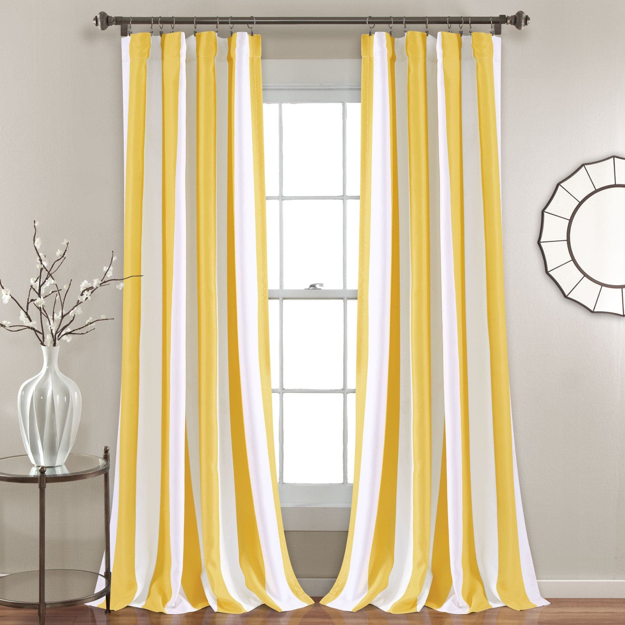 Lush Decor Wilbur Stripe Room Darkening 108" x 52" Stripe Black 100% Polyester 3" Back Tab Rod Pocket Pair Window Panel
