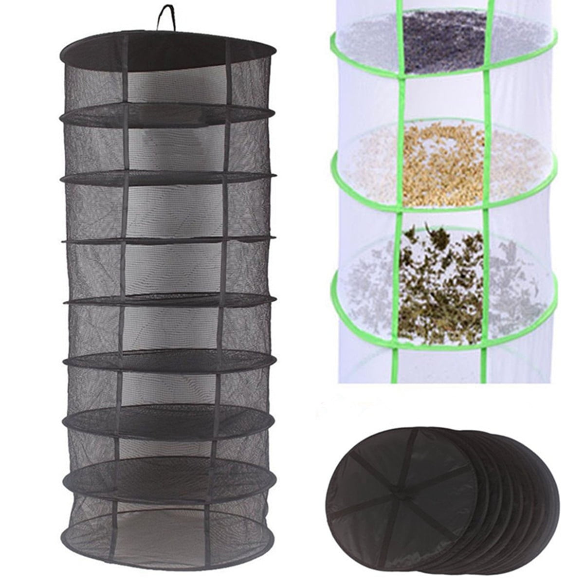 8 Layer Compartments Collapsible Herb Drying Rack Herb Dryer Net