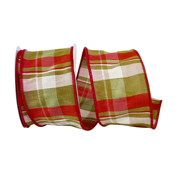 Reliant Ribbon - 93715W-602-40F, Ribbon, Moss/red, 2-1/2 Inch, 10 Yards