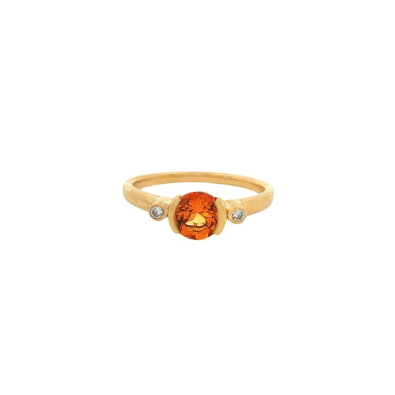 Golden Glow Citrine & Sparkling Zircon Accent Ring in Sterling Silver with Minimalist Elegance