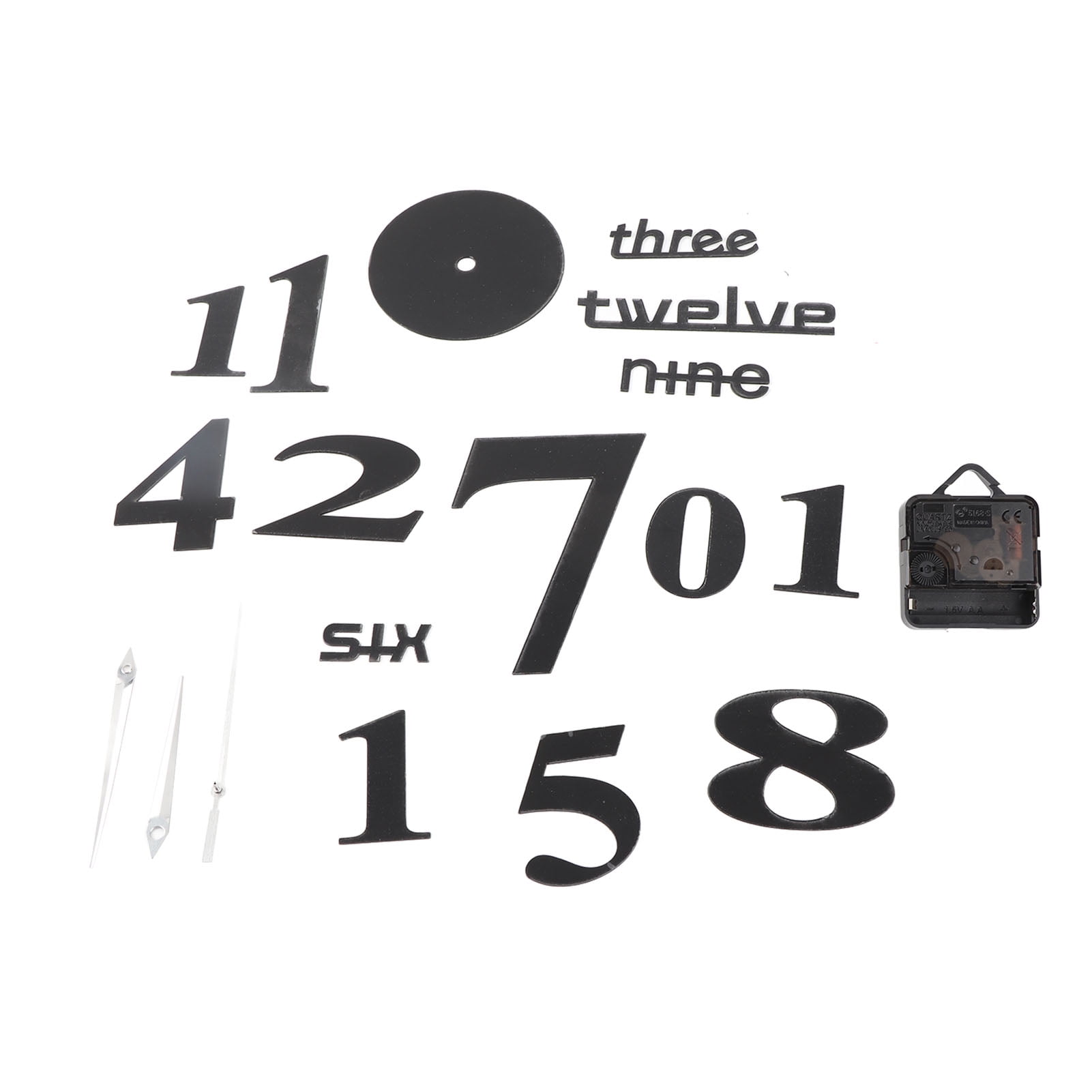 DIY Frameless Large Wall Clock 23.6 inches / 60 cm 3D Mirror Numbers Mute Stickers Home Decoration for Living Room Bedroom Silent Non-Ticking Modern Style Easy Install Wall Decor Black Finish