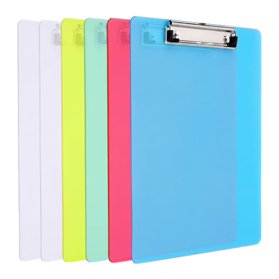 Plastic Clipboards Bulk – 6 Pack Assorted Bright Colored Clip Boards with Low Profile Clip, Durable Classroom and Office Clipboards for Letter and A4 Size Documents
