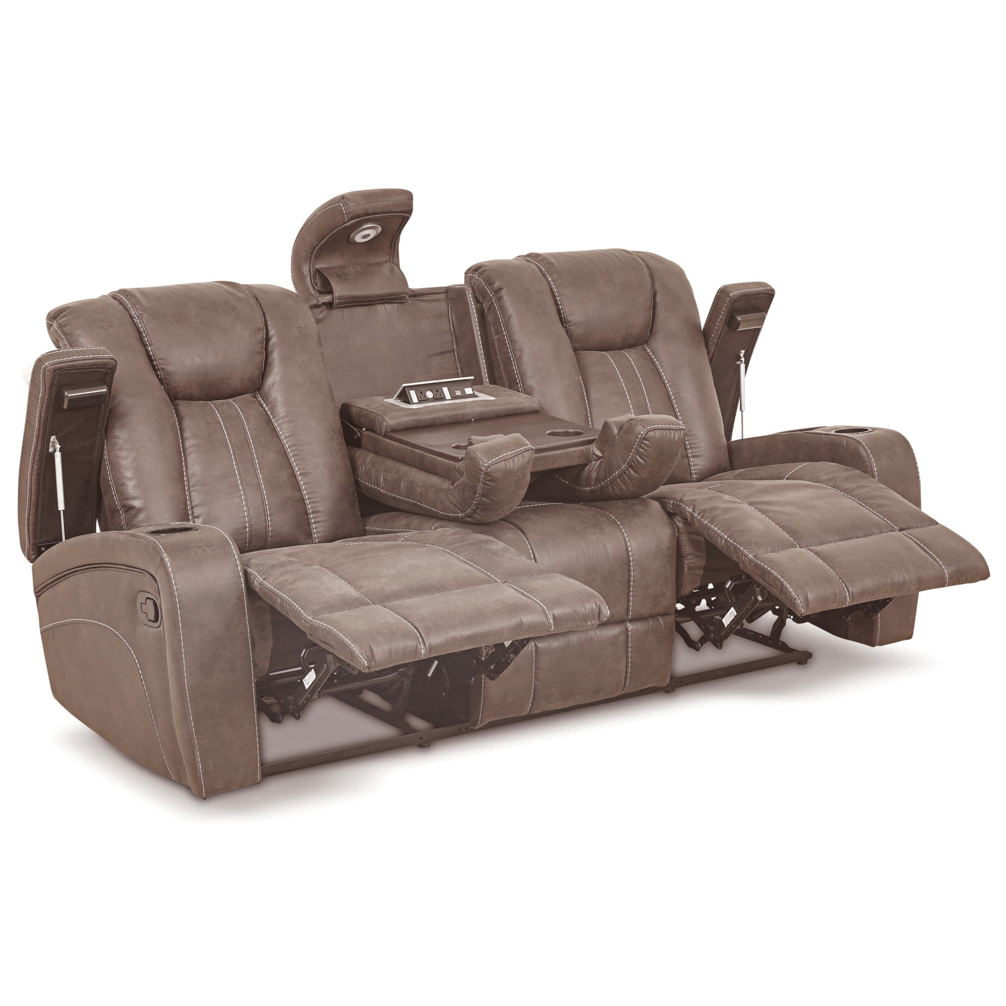 Steve Silver Marlow Sand Faux Suede Manual Reclining Loveseat