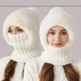 thumbnail image 7 of Women’s Thermal Knit Hood, 3 in 1 Lined Winter Hat, 3-in-1 Beanie Hat with Scarf and Mask for Women Windproof(Beige), 7 of 7