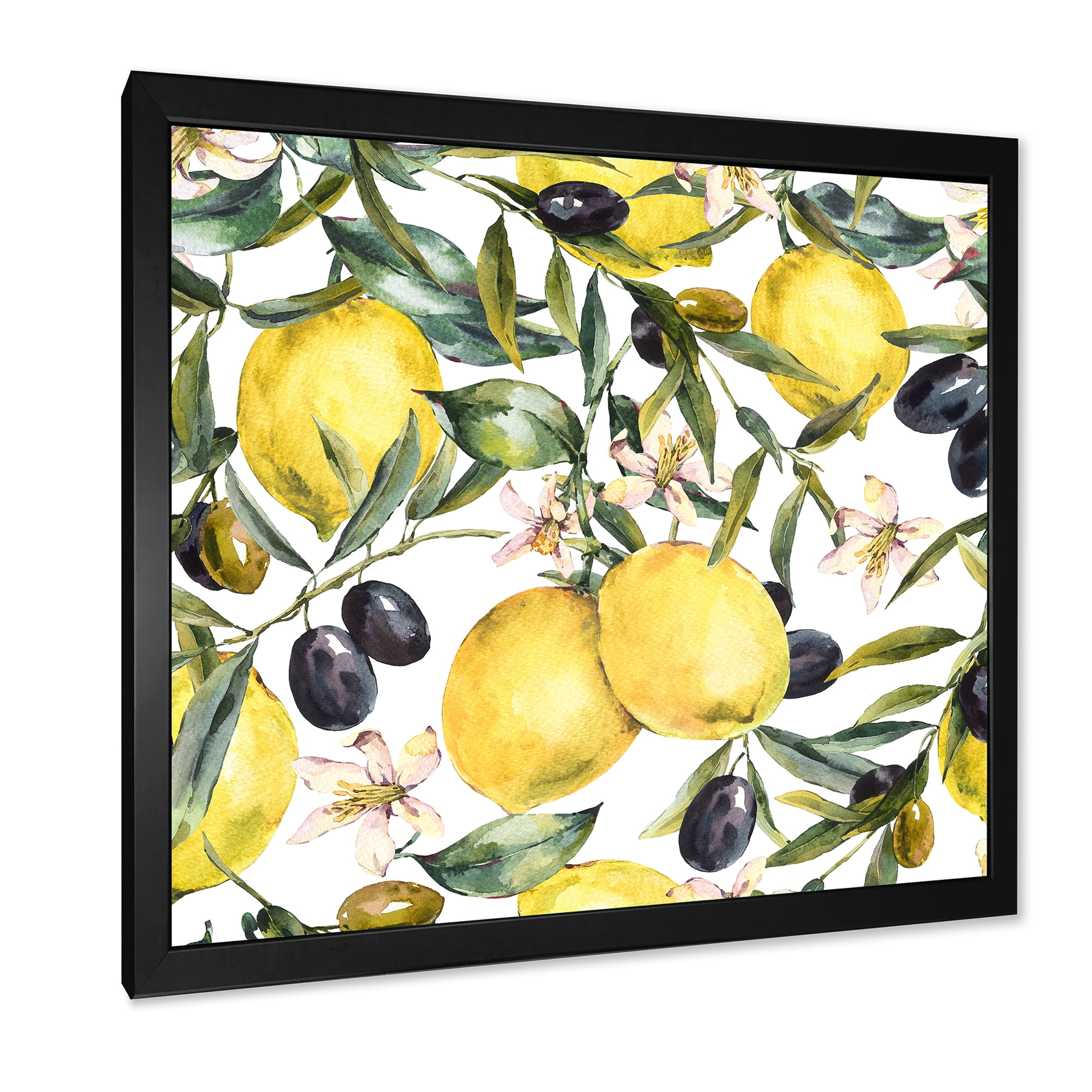 Designart 'Olive and Lemon Branches I' Tropical Framed Art Print
