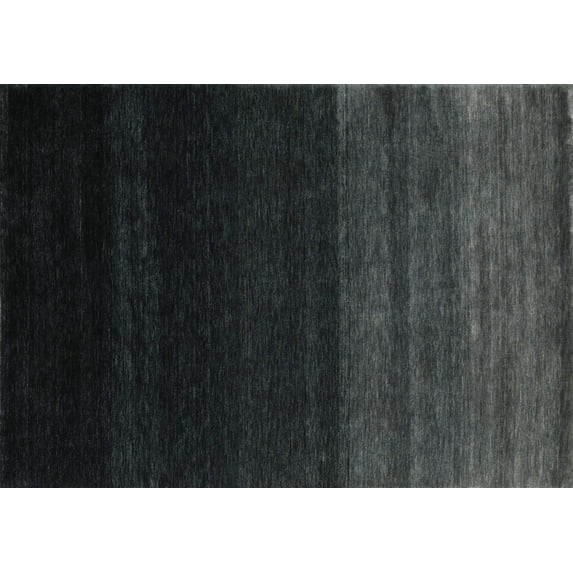 Ahgly Company Machine Washable Indoor Rectangle Contemporary Light Black Area Rugs, 8' x 12'