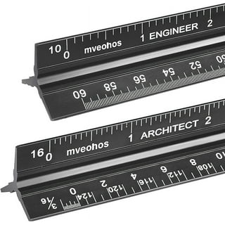 Triangular Ruler, 12 inch Metal Ruler, Triple Sided Color Coded, Imperial  Scale Measurements, Drafting Ruler, Architect Ruler by Better Office  Products (1 Pack) 