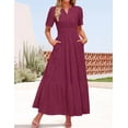 thumbnail image 3 of Vestido largo ZESICA 2025 de verano con manga corta y cuello en V para mujer, 3 of 7