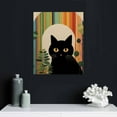 thumbnail image 4 of COMIO  Boho Black Cat Framed Canvas Wall Art Set, Mid Century Modern Wall Decor, Geometric Sun Leaf Wall Painting, Bohemian Art Prints for Living Room, Bedroom, Office., 4 of 4