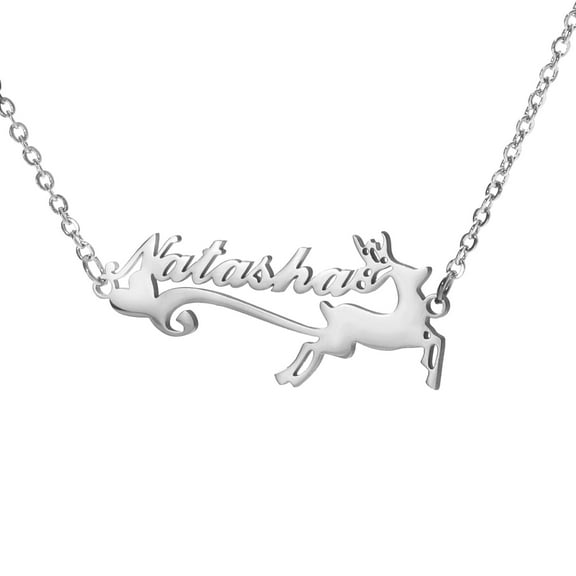 Vakki Name Customized Necklaces Stainless Steel Deer Personalized Name Necklace for Women Customized Gift